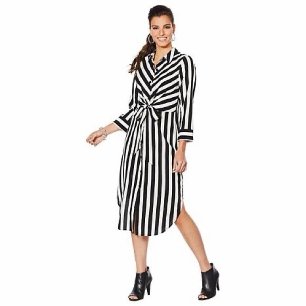 Vince Camuto shirt dress black and white striped.93
